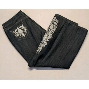 Chico's Platinum Women's Jeans Bling Crystal Accents Dark Wash Chico Sz 3